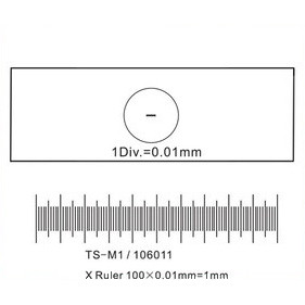 TS-M1Calibration Slide X ruler 1mm/100 Div.x0.01mm Scale on Schott Optical  Glass for